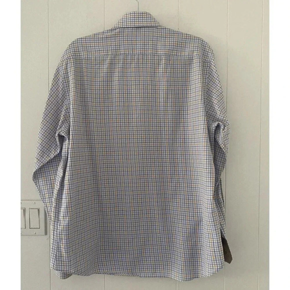Bristol & Bull Large Mens 16-32 Plaid Long Sleeve Button Flip Cuffs 100% Cotton - Picture 2 of 7